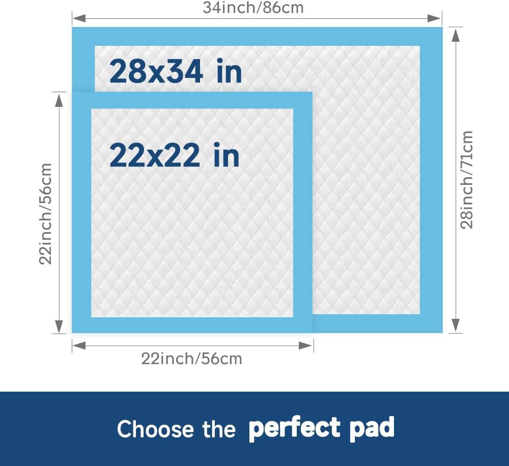 100 Count 22” x 22” Disposable Dog Pee Pads, Super Absorbent Leakproof Puppy Pads Quick Drying, Pee Pads for Dogs, Potty Dog Training Pads