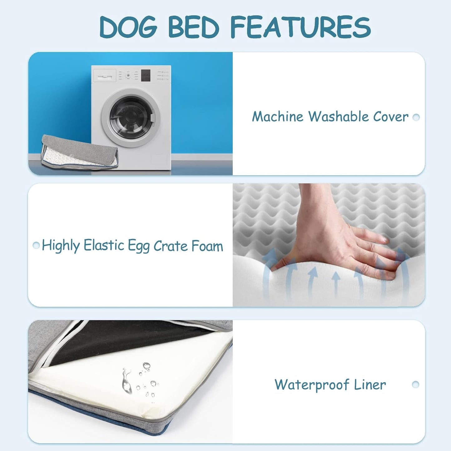 EMPSIGN Reversible Cool and Warm Dog Bed for Crate Pad, Pet Beds with Washable and Removable Cover, Dog Crate Beds Sleeping Mats, Beds for Dogs Crate for Large Medium Small Dogs, Grey