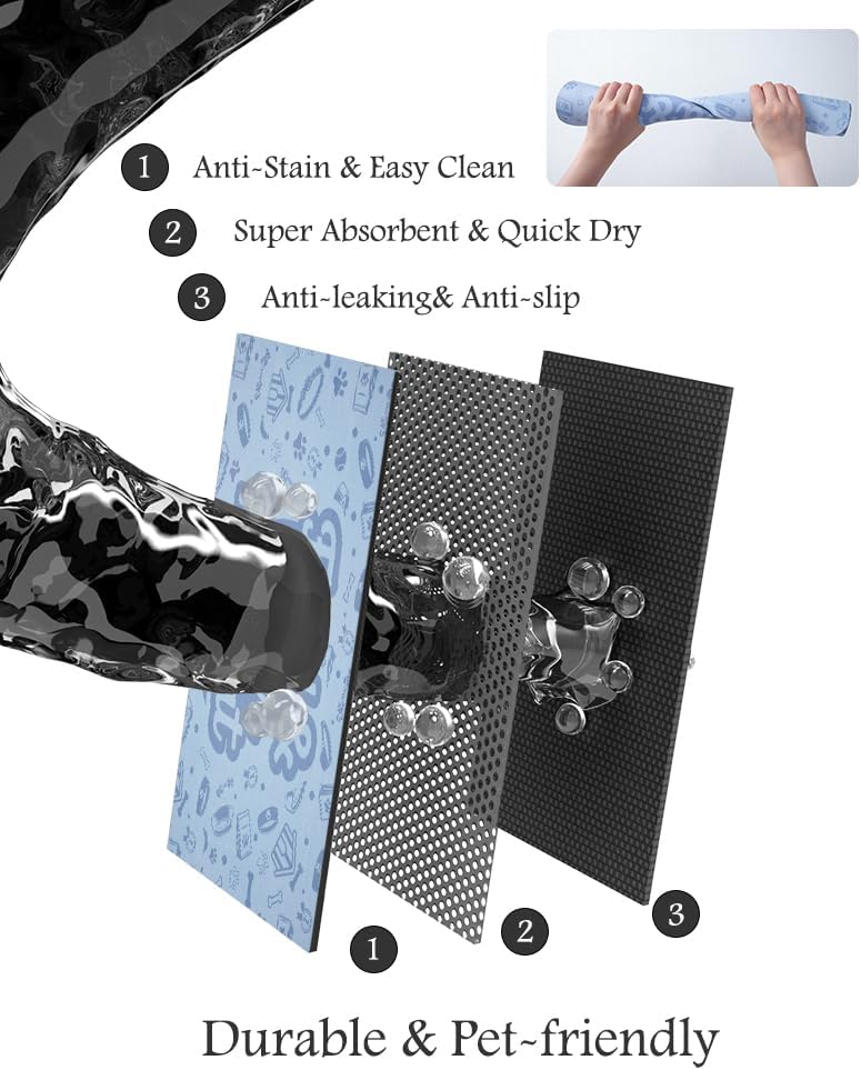 Pet Feeding Mat-Absorbent Dog Mat for Food and Water Bowl-No Stains Quick Dry Water Dispenser Mat-Dog Accessories Pet Supplies-Bowl for Messy Drinkers(Words,23"x34"