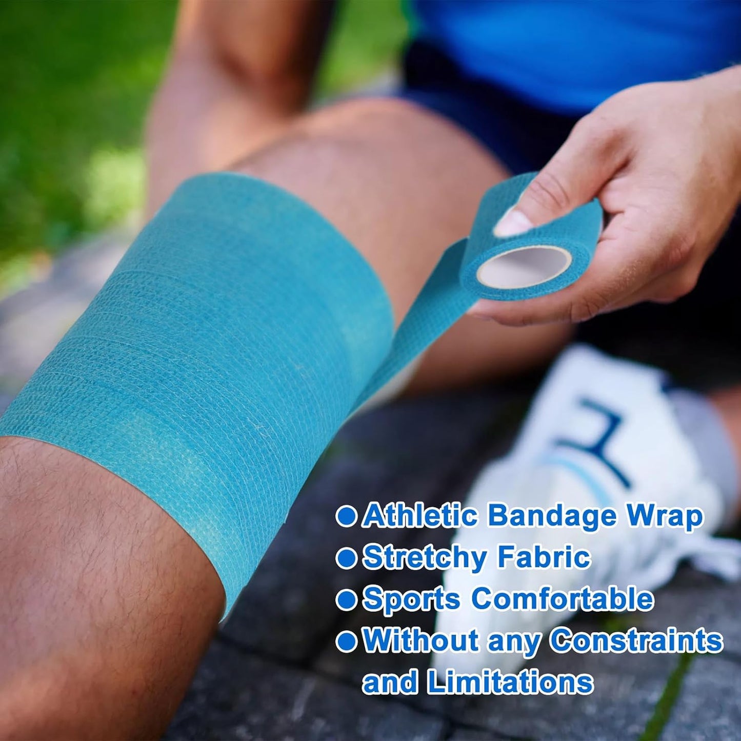 24 Pack Self Adhesive Bandage Wrap 2 Inch, Cohesive Medical Tape for Sports, Elastic Vet Wrap for Athletic, Ankle, Wrist Sprains, Pet First Aid