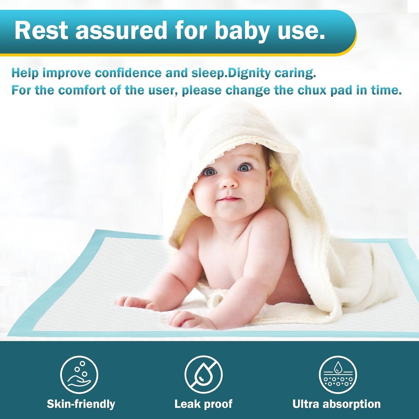 100 Count Bed Pads 30"x36" (No Adhesive Strip) Thicken Adults Incontinence Underpads Disposable, Heavy Duty Absorbent Chucks Waterproof, XL Extra Large Puppy Pee Training Pad