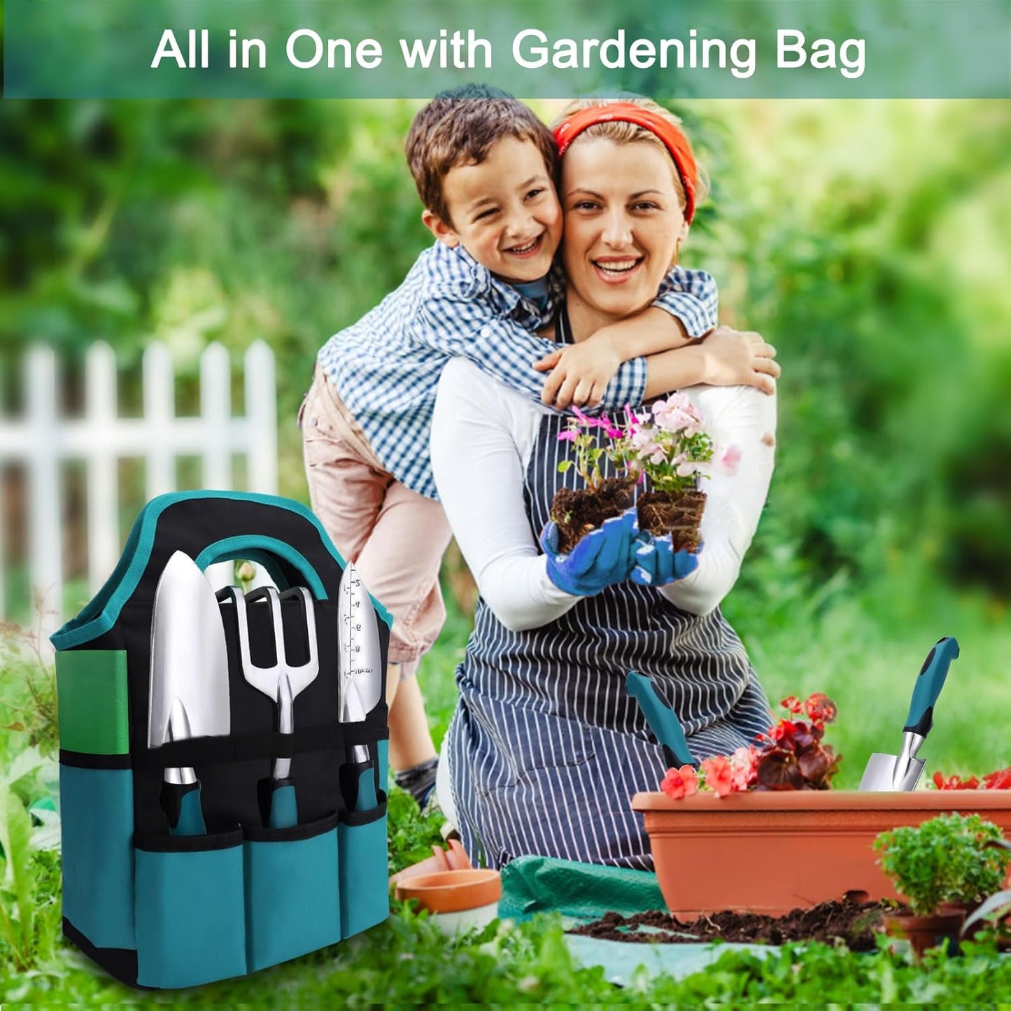Kynup Garden Tools 7-Piece, Gardening Hand Tools, Gardening Tools Set Cultivators with Rust-Proof,Stainless Steel, Aluminum Alloy Material, Gardening Supplies Set Ideal Gift