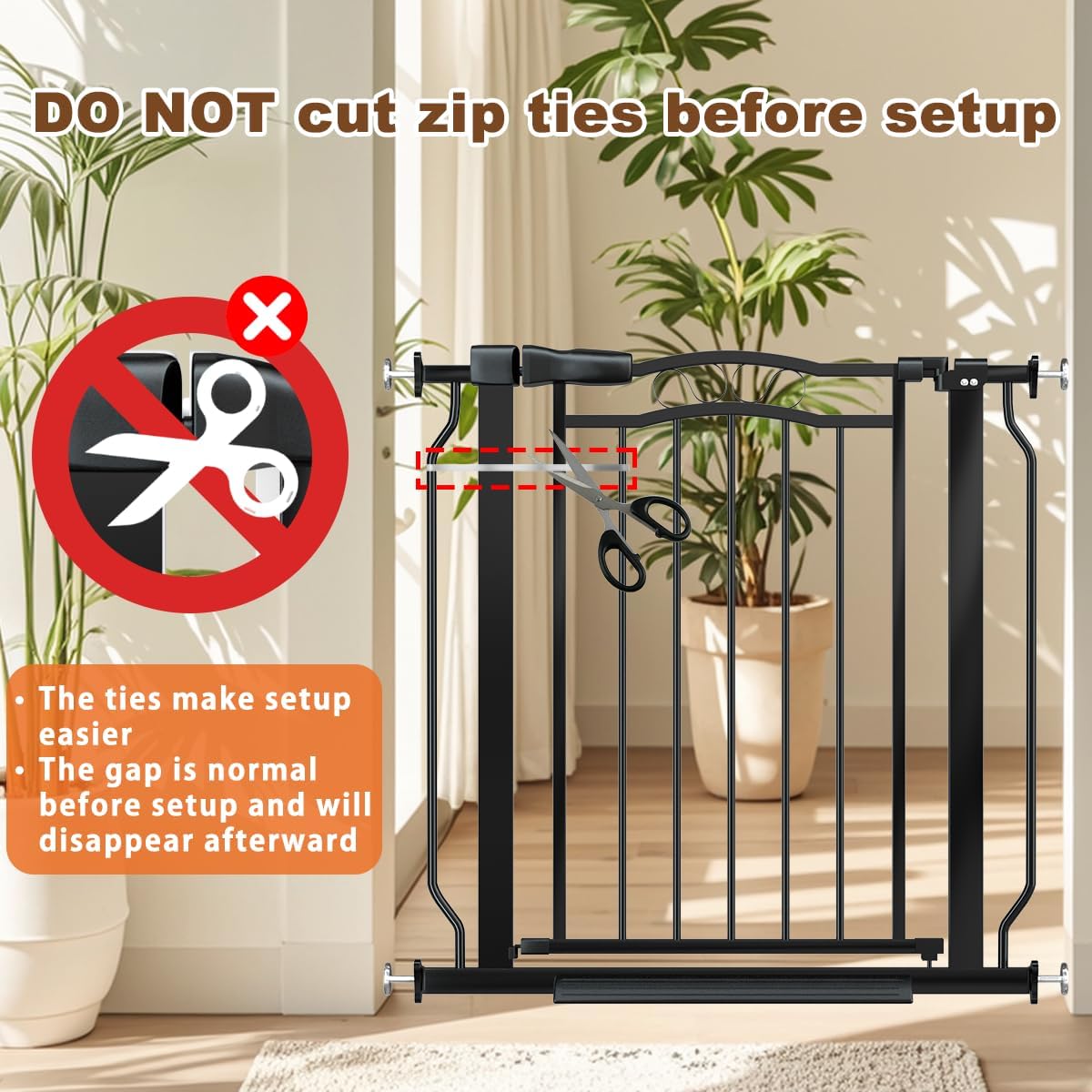 67.3-81.1" Extra Wide Baby Gate for Stairs No Drilling, 30" Tall Auto Close Press Mounted Baby Gate for Doorways, Adjustable Width Walk Through Long Gates for Kids or Pets, Black