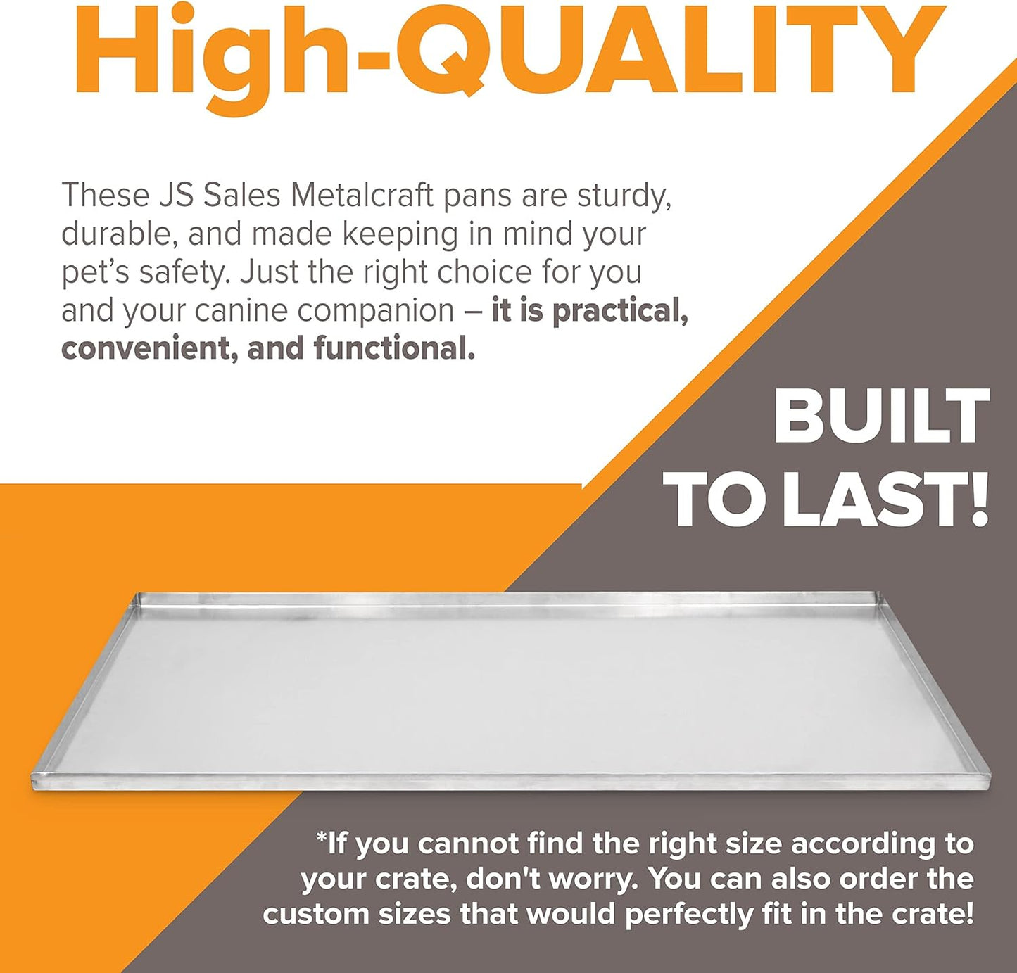 47" x 27" Metal Replacement Dog Crate Pan Chew Proof Crack Proof Pet Kennel Tray Central Dog Training Crate Pan Pet Supplies, Stainless Steel, 1" H