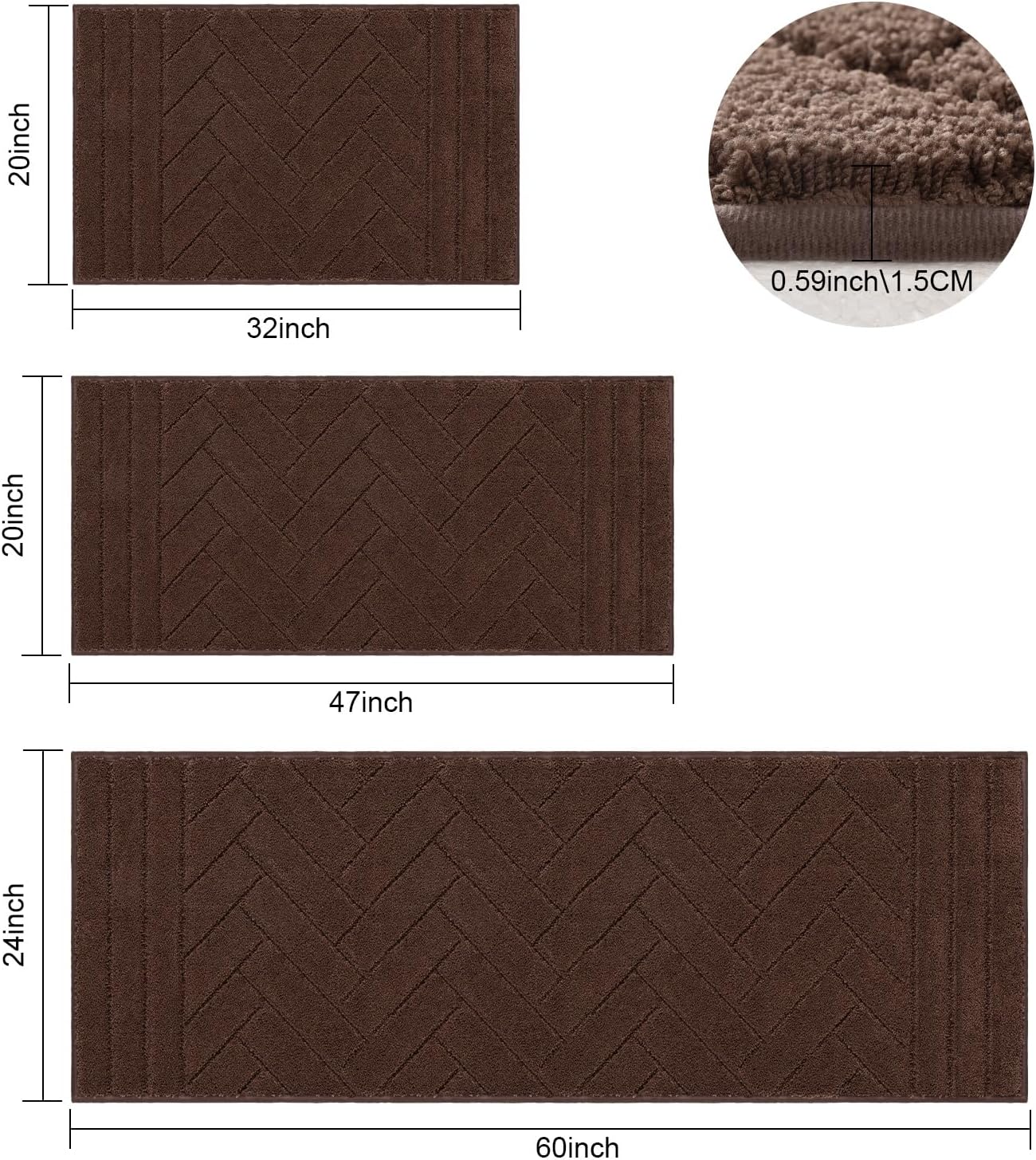 Tindbea Dog Mat for Muddy Paws,Absorbs Moisture Dirt Non-Slip Washable Mud Mat for Dogs,Soft Rubber Backing Front Inside Pet Rug for Entryway, Mud Dog Paws, Patio(20"x48",Coffee)