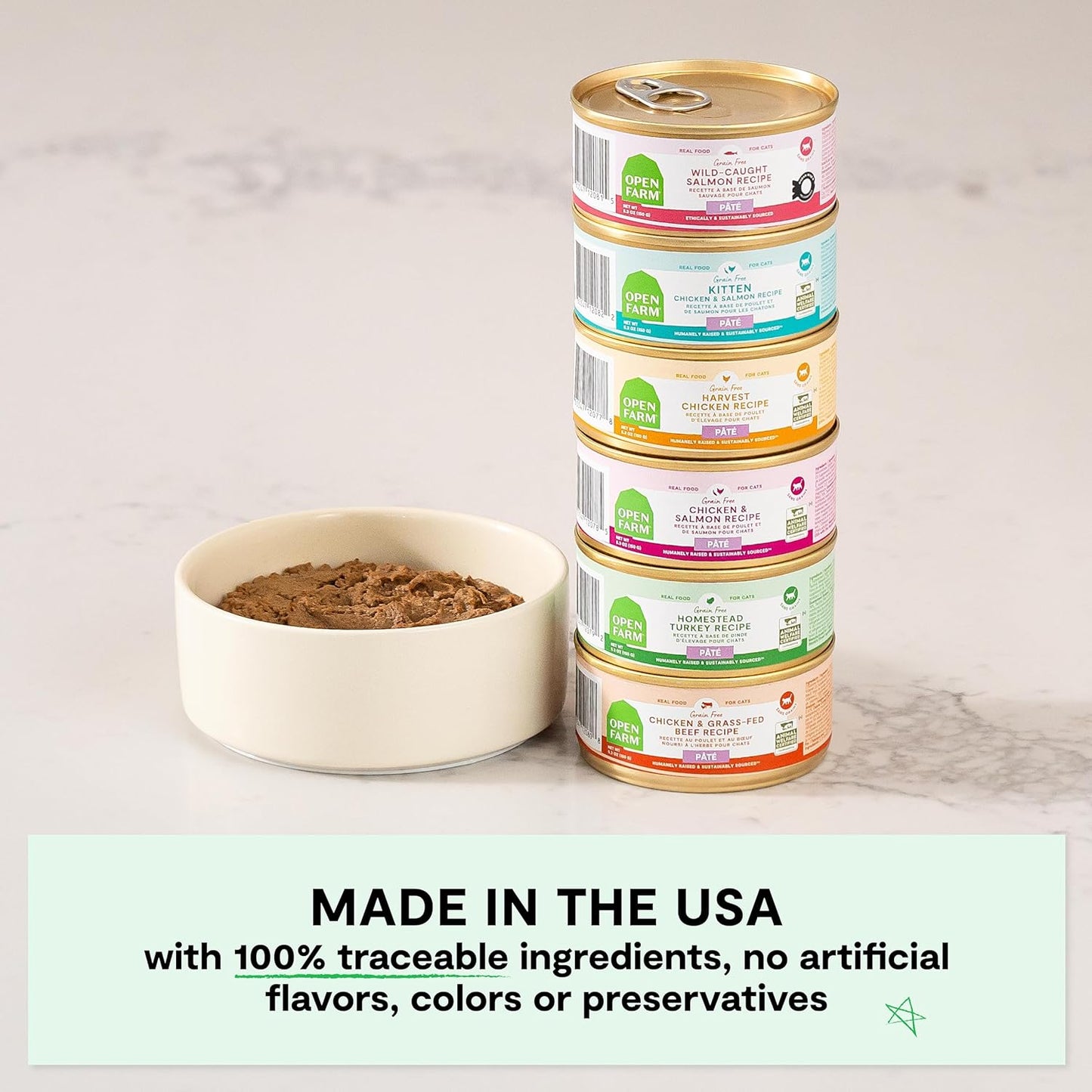 Open Farm Canned Cat Food, Paté for Complete & Balanced Nutrition, Grain-Free and Legume-Free Wet Cat Food, Salmon Recipe, 2.8oz Cans (Case of 18)