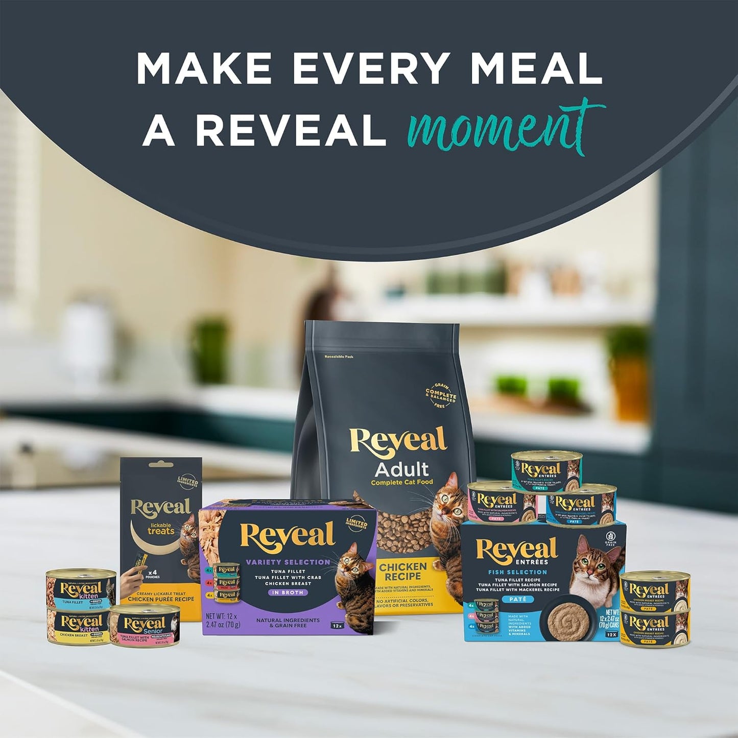 Reveal Natural Wet Cat Food in Broth, Limited Ingredient Grain Free Canned Cat Food, Protein with No Artificial Additives, Tuna with Crab in Broth (24 x 2.47 oz Cans)
