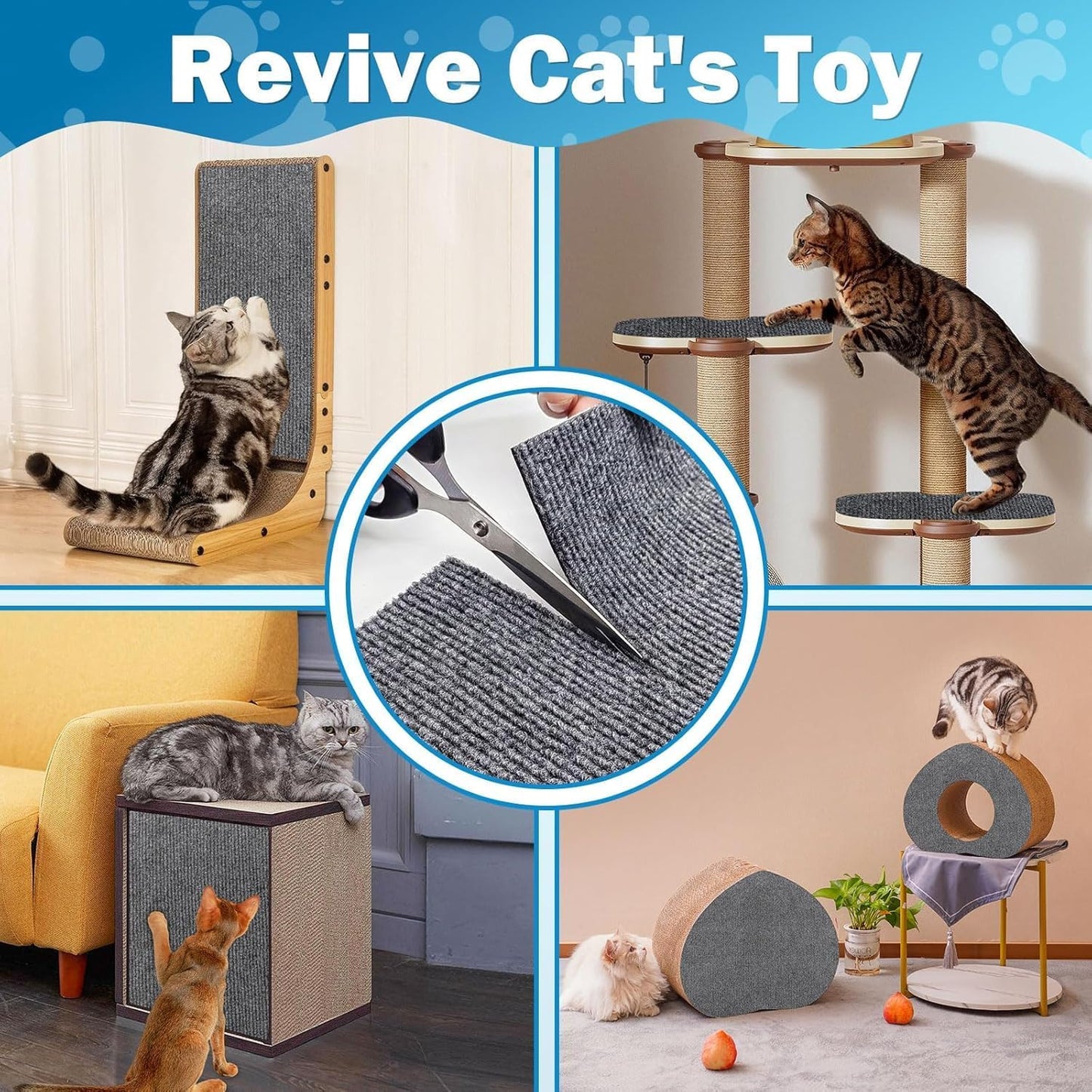 Cat Scratch Couch Furniture Protector, Adhesive Cat Scratch Pad Deterrent for Furniture, DIY Climbing Cat Scratcher Couch Protector from Cat Claws Scratching Indoor (Dark Grey 11.8"X39.4")