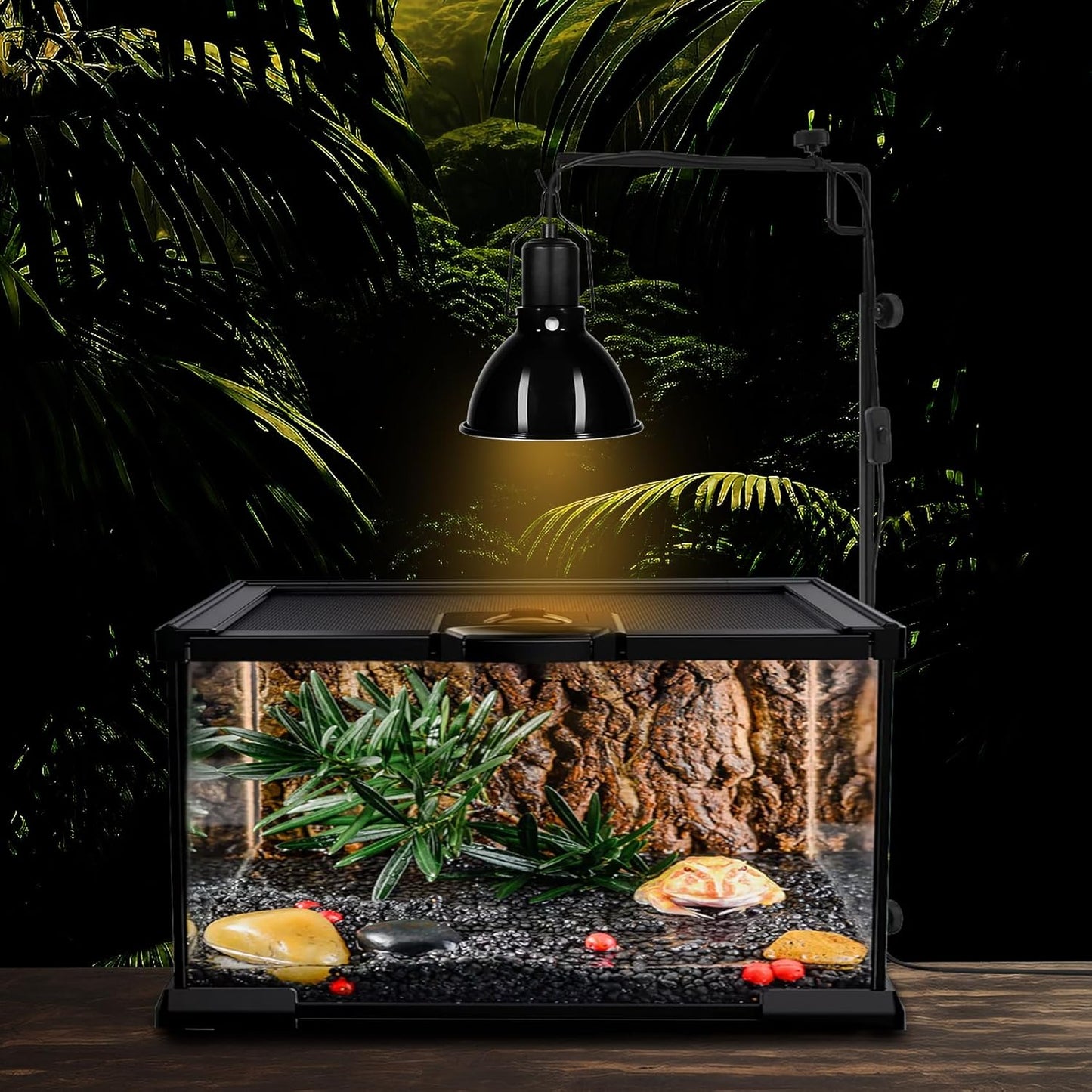 DXOPHIEX 5.5 inch Dome Reptile Light Fixture Reptile Heat Lamp UVB Light Fixture for Bearded Dragon, Lizard, Hermit Crab, Turtle Tank and Terrarium(Max 100W)
