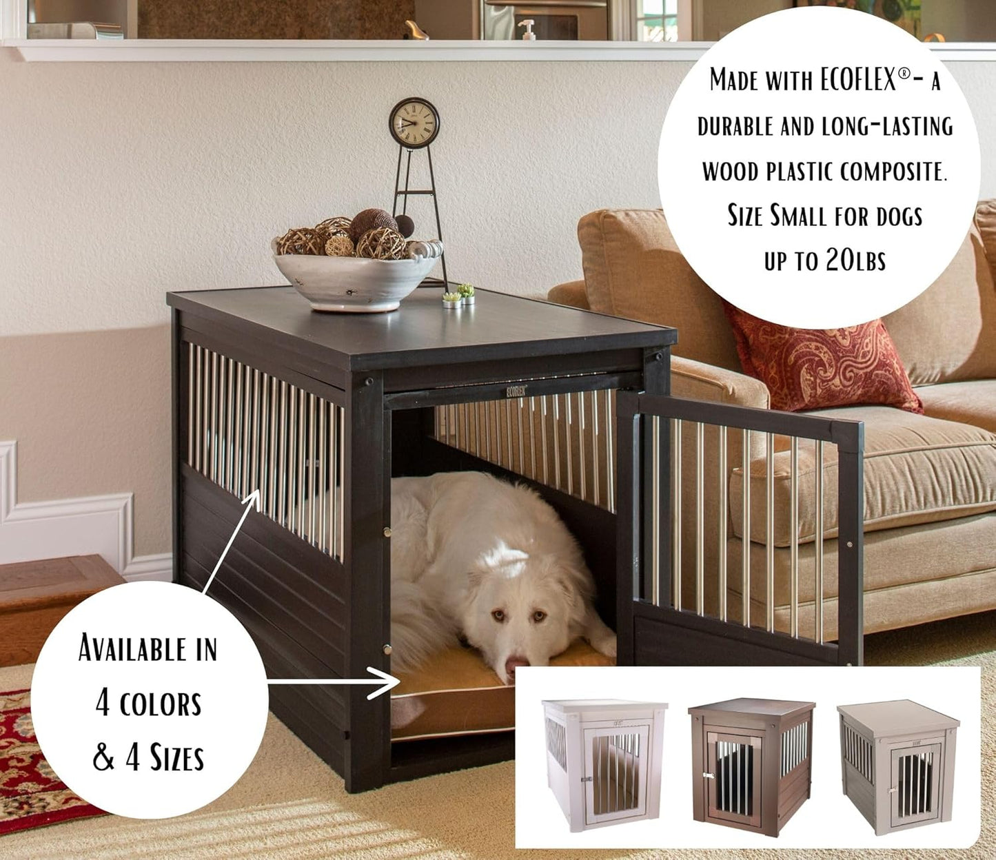 New Age Pet EHHC404XL ecoFLEX Pet Crate/End Table, Antique White, X-Large