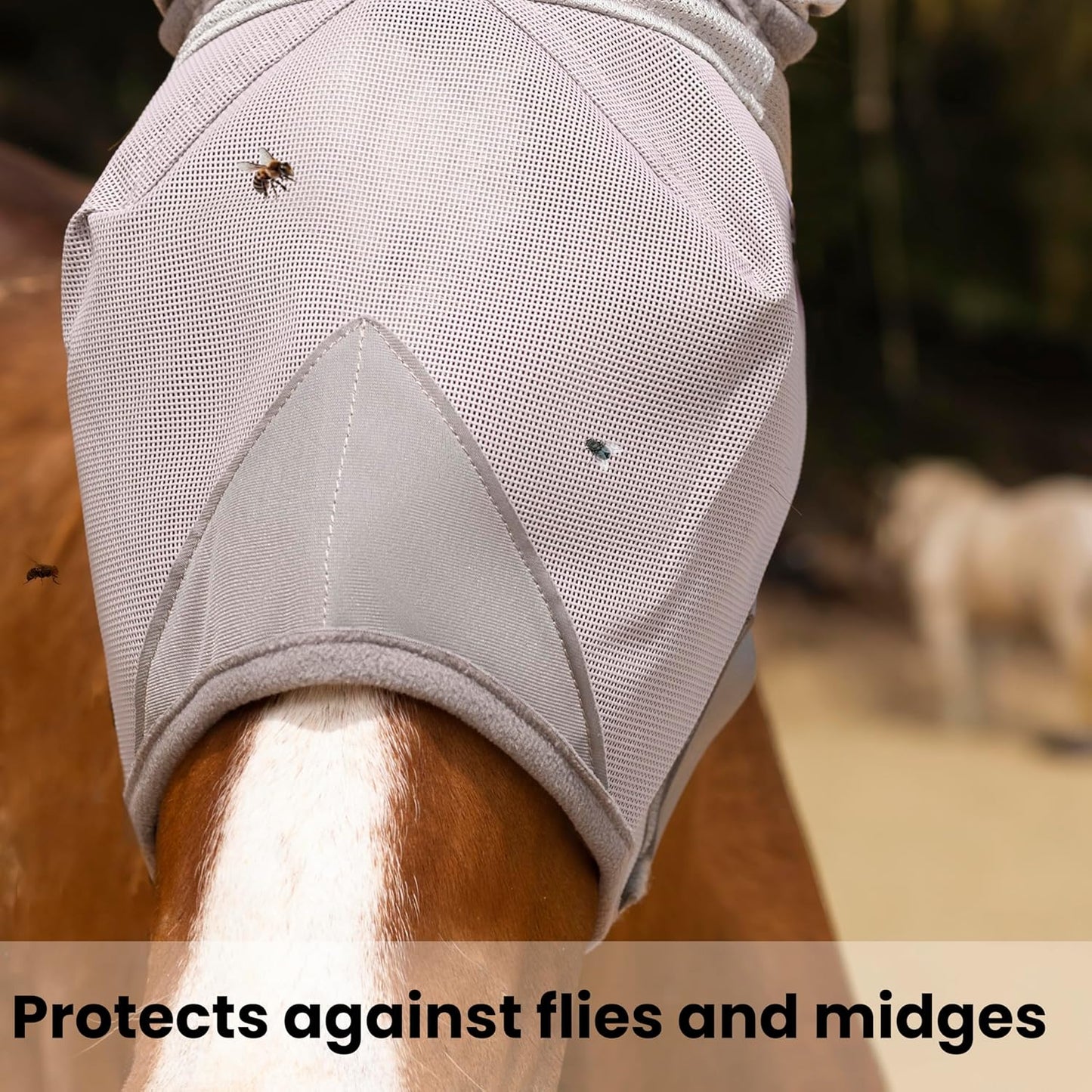 Horse Fly Mask, Adjustable Fly Masks for Horses with Ears, UV Protection from Insect Pests Comfort Mesh Without Nose Average Size Horses Accessories(Extra Large)