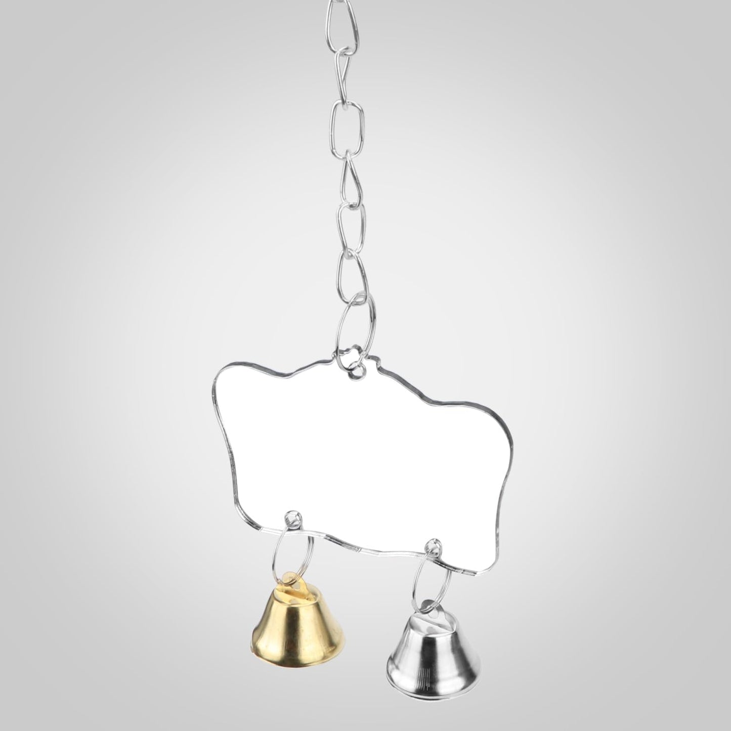 Hypeety Pet Bird Mirror Toy with Bells Hanging Toy for Parakeet Cockatiel Conure Lovebirds Finch Canary Cage Swing Fun Play Toy (Bird Mirror-2 Bells)