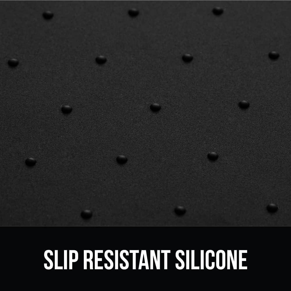 GORILLA GRIP 100% Waterproof Raised Edge BPA Free Silicone Pet Feeding Mat, Dog Cat Food Mats Contain Spills Protects Floors, Placemats for Cats and Dogs Water Bowl, Pets Accessories 18.5x11.5 Black