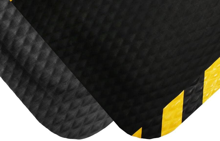 American Floor Mats Hog Heaven Premium 7/8" Black & Yellow Border 4' x 10' Nitrile Backed Anti-Fatigue Comfort Mat