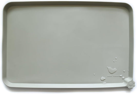 Hoki Found L Silicone Non Slip Pet Dog Cat Bowl Mats - Placemat - Feeding Mat - Waterproof - For Carpet - Cream Green