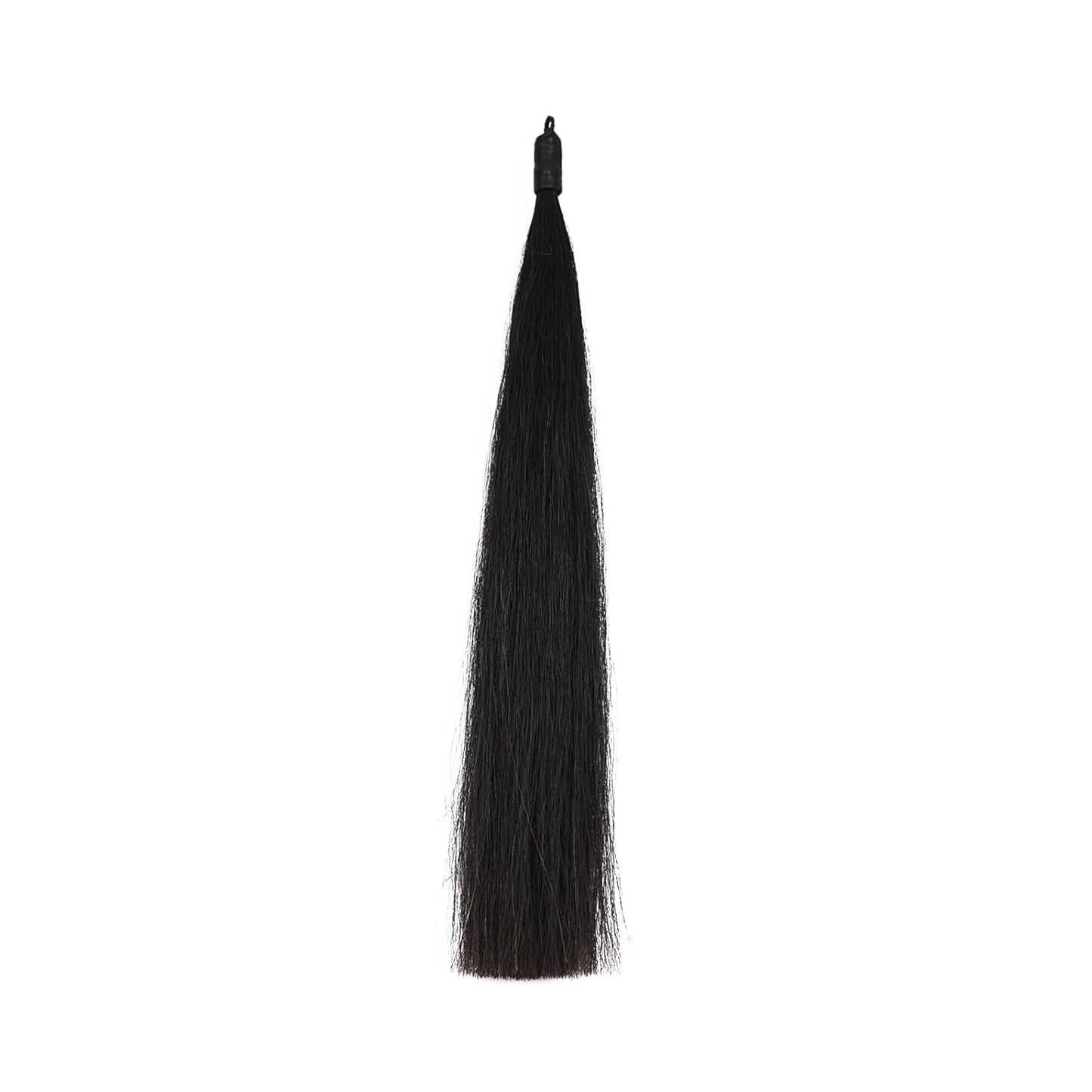 Horse Tail Extension with Braided Horsehair Loop, Blunt Cut Bottom, 3/8 lb, 28-30 inches (Natural Black)