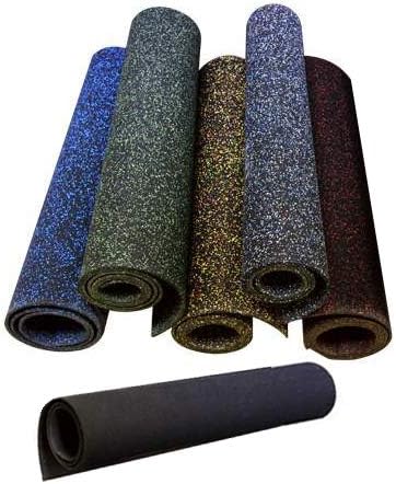American Floor Mats 1/4in (7mm) Thick 10% Blue 4' x 15' Heavy Duty Rubber Rolls, Protective Exercise Mats, Home Gym Rubber Flooring