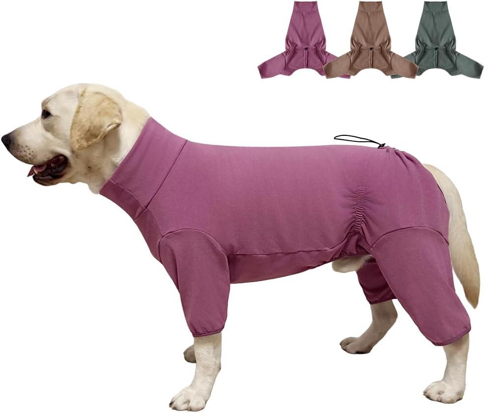 Dog Pyjamas PJS Sweater Clothes and Home Clothing Suitable for Small to Medium Breeds of Dogs, Dog Neutering Suits, Extra-Large Stretch Fabric, Four-Legged Clothes (Thickened Red, XL)