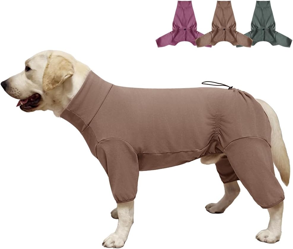 Dog Pyjamas PJS Sweater Clothes and Home Clothing Suitable for Medium to Large Breeds of Dogs, Dog Neutering Suits, Extra-Large Stretch Fabric, Four-Legged Clothe(Thickened Coffee, XL)