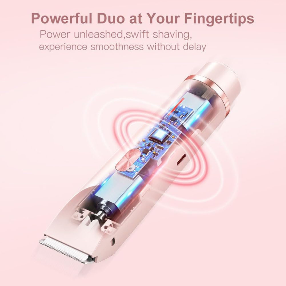 Bikini Trimmer for Women 2025 Upgrade Dual Head Shaver Women Ceramic Blades 2-in-1 Women's Body Shaver Electric Razor 90min Cordless Runtime Waterproof Travel Grooming Kit (Purple)