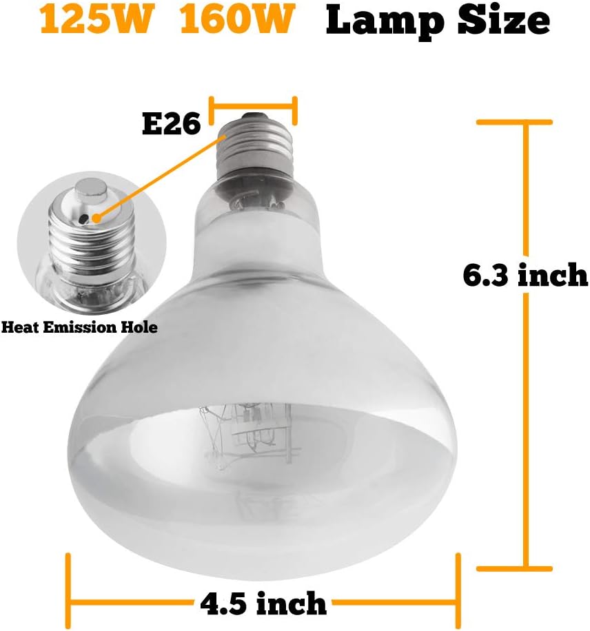 UVA UVB Sun Lamp 160W High Intensity Self-Ballasted Heat Basking Lamp/Light/Bulb for Reptile and Amphibian