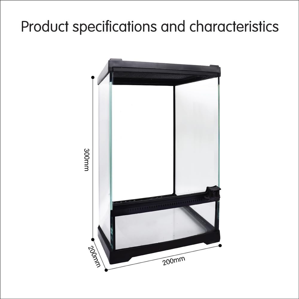 Mini Reptile Glass Terrarium Tank 8"x8"x12“ Full View with Front Opening Door and Enclosure Habitat Cage for Leopard Gecko Tarantula Young Lizard Hermit Crab Frog Insects Breeding Tank