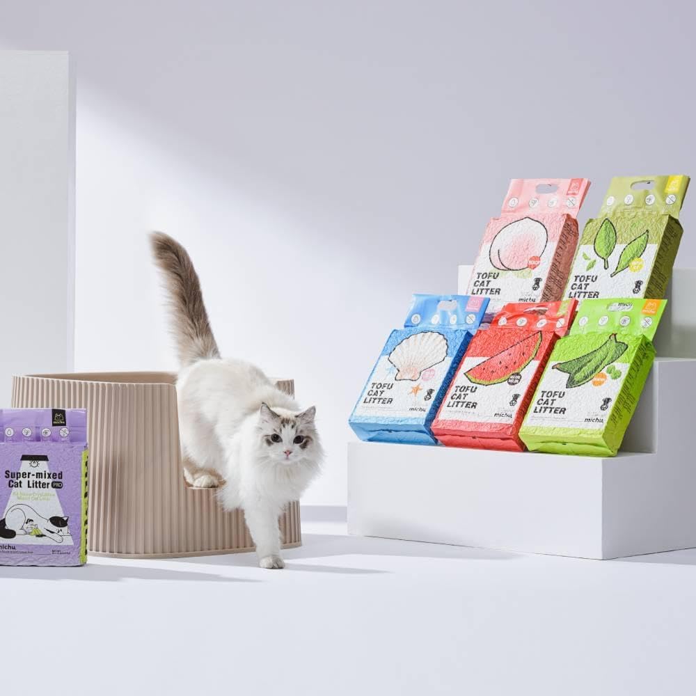 Tofu Cat Litter Natural Clumping Tofu Cat Litter, Fast Clumping and Easily Scoop-able 5.5lb/88oz 5 Scents - Original, 4 Pack