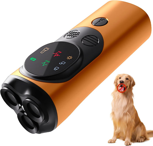 2025 Ultrasonic Dog Bark Deterrent Devices with 3 Emitters & SOS Flashlight, Humane Anti-Bark Trainer, 50FT Range, 90-Day Battery, Multi-Mode Rechargeable Dog Deterrent for Indoor & Outdoor Use