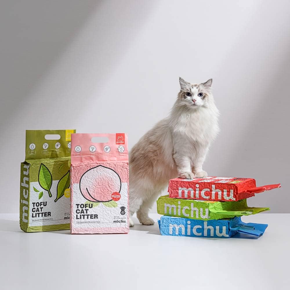 Tofu Cat Litter Natural Clumping Tofu Cat Litter 5.5lb/88oz 5 Scents (Ocean Fresh + Wonder Litter, 2 Pack)