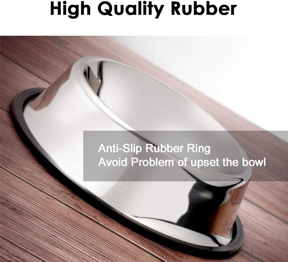 Stainless Steel Dog Bowls, 2.2 Cup/18oz Cat Bowl Water and Food with Rubber Base, Pet Bowls for Medium Dogs, Cats and Rabbit, 3Pack
