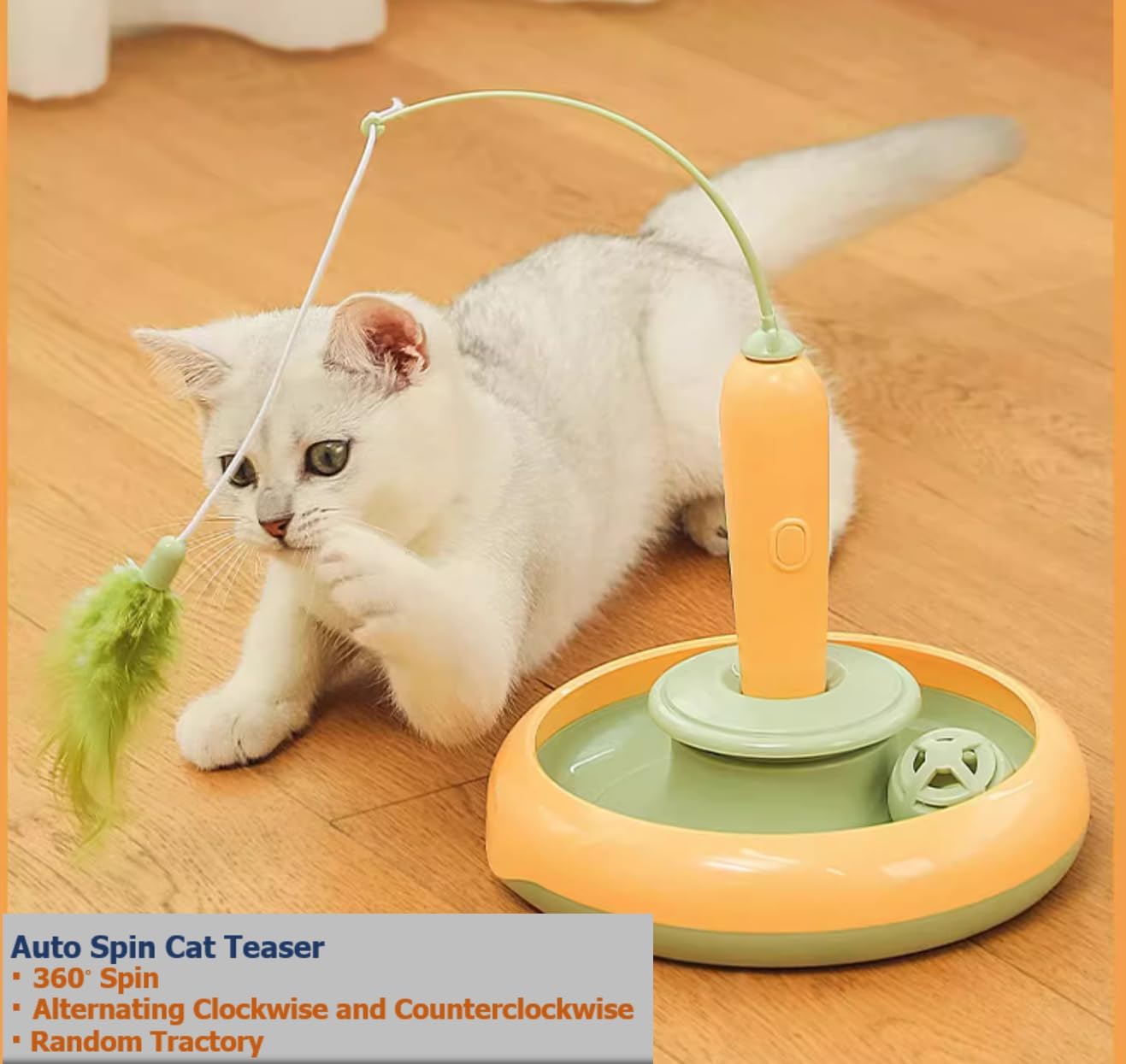 Interactive Cat Toys for Bored Indoor Cats,Automatic Cat Toy 3-in-1 Smart Teaser Wand Featuring Spinning Feather&Rolling Ball Track,Cats Dancer Toy Stimulates Hunting Instincts,Weight Control