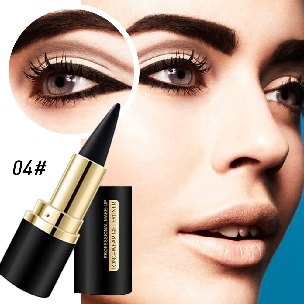 evpct 2Pcs Black Brown Long Wear Gel Eyeliner Pencils for Eye Black Face Paint, Goth Halloween Makeup Kit, Eye Liner Waterproof Smudge Proof, Cream Coal Brown Eyeliner Lipstick Set, delineador de ojos
