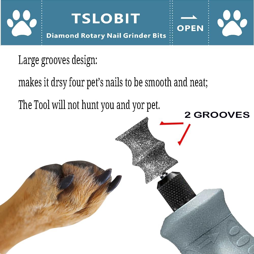 Diamond Dog Nail Grinder Attachment,1/8'' Pet Nail Grinder Wheel for Dremel Dog Nail Grinder, Diamond Rotory Bit for Dogs&Pets Nail Care,2-Pack（Large B+D）