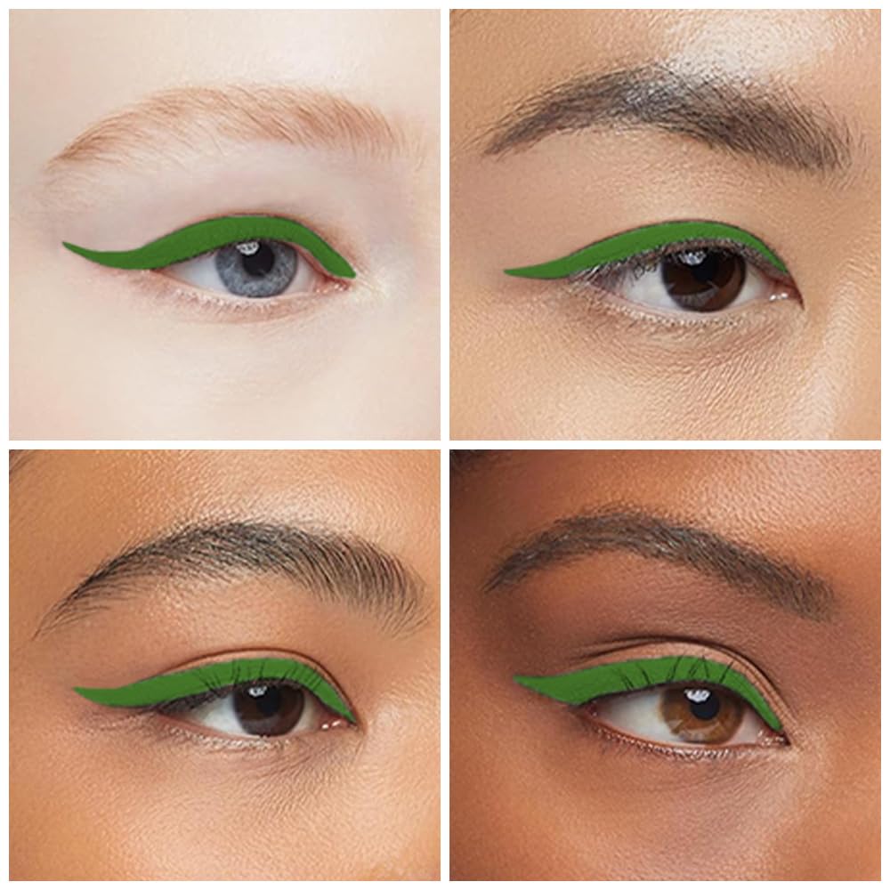 evpct 1Pcs Dark Green Gel Eyeliner Pencil Eye Black Face Paint Stick Makeup Set Waterproof Matte Cream Crayon Eyeliner Pencil Set Cat Eye Liners Eyeshadow Guide delineador de ojos contra el agua