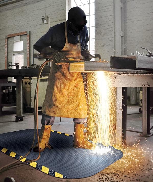 American Floor Mats Hog Heaven Premium 7/8" Black & Black Border 5' x 6' Nitrile Backed Anti-Fatigue Comfort Mat