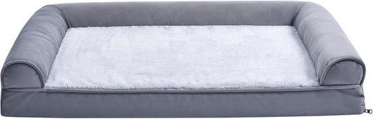 Amazon Basics Living Room Couch Dog Bed with Premium Foam, Pressure-Relief Support for Dogs up to 55lbs, Machine Washable Cover, Large Sized (36" x 27"), Grey