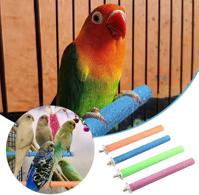 1Pc Random Color Bird Perch Stand Toy Wood Parrot Perch Stand Grinding Claw Sticks Sanded Surface Cage Toy for Parakeets Finches Parakeet Toys，Birdcage Accessories, Bird Perches