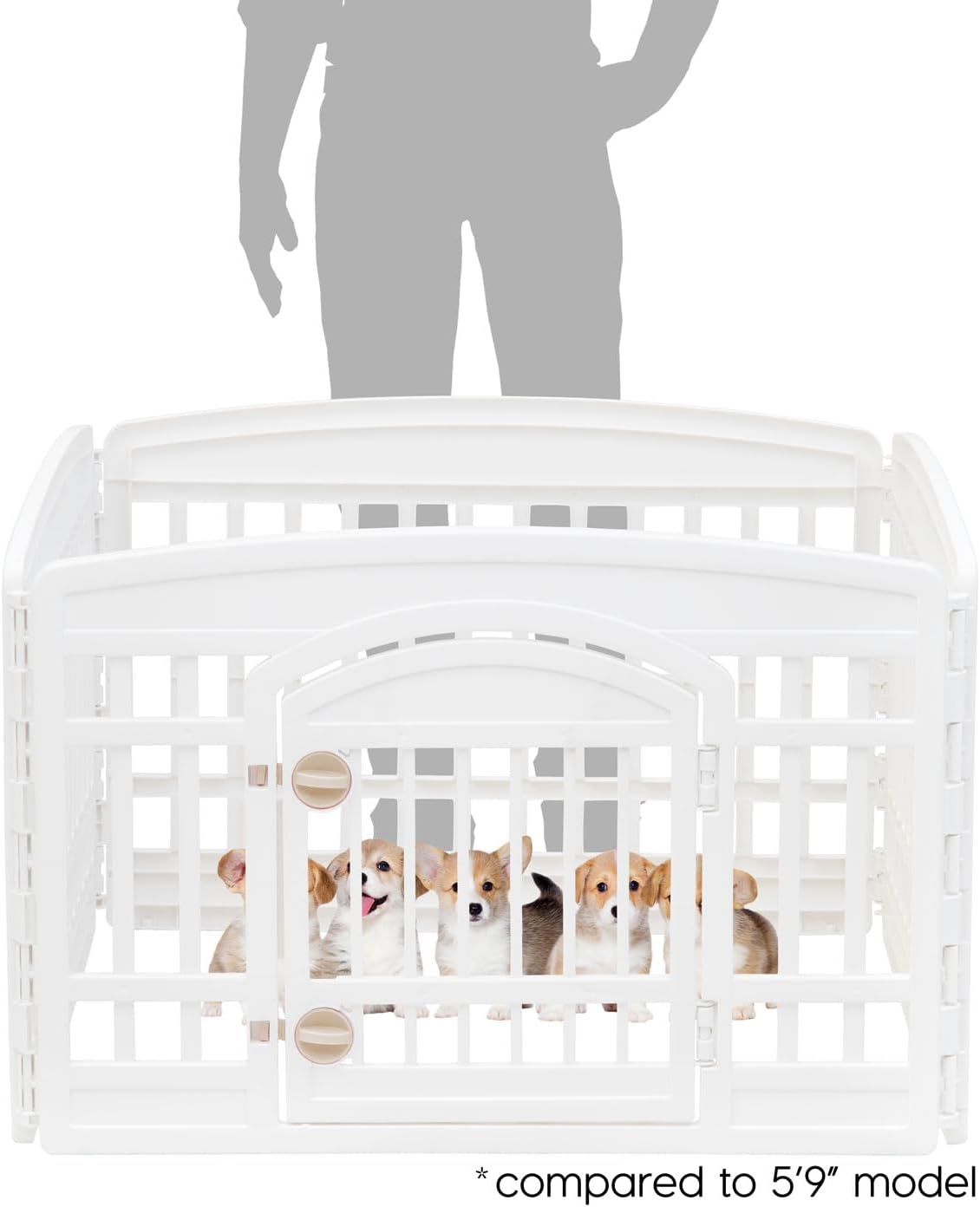 IRIS USA 24" 4-Panel Dog Playpen with Door, 35 x 35 x 24, Puppy Playpen, Dog Play Pen Indoors, Pet Fence, Puppies/Small Dogs, White