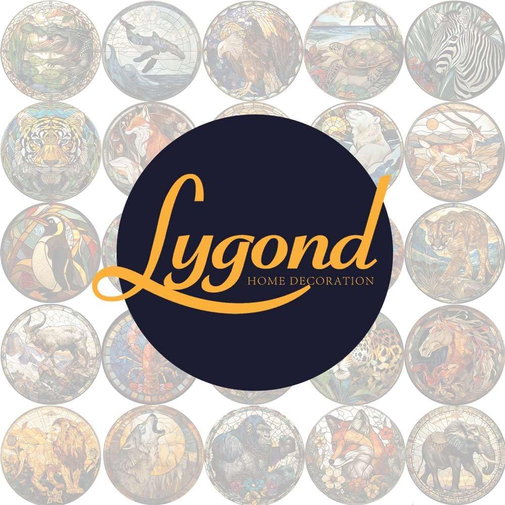 Lygond Metal Sign Tin Sign Circular Stained Glass Dolphin Funny Gardening Gift for Gift 8×8 Inches