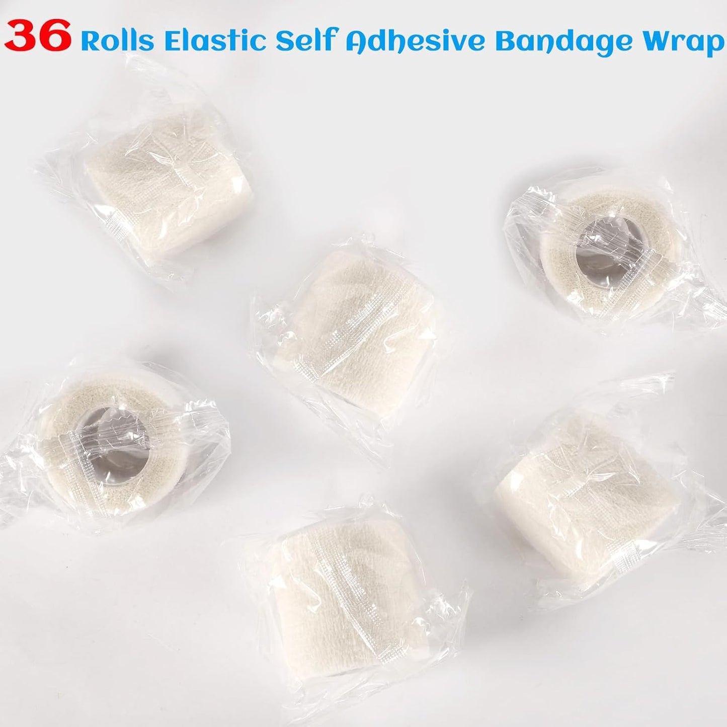 36 Rolls Elastic Self Adhesive Bandage Wrap 2 Inch, Breathable Non Woven Cohesive Bandage, Vet Wrap for Dogs, Ankle Sprains Swelling Medical First Aid Tape, Sports Athletic Tape White