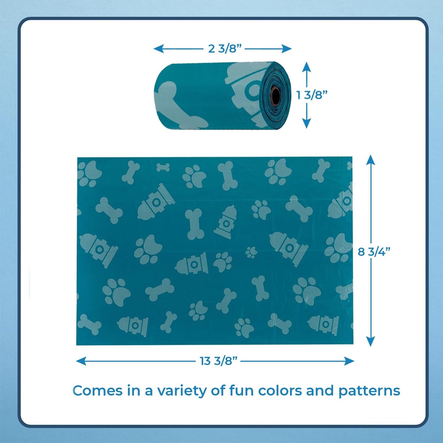 Best Pet Supplies Dog Poop Bags (240 Bags) for Waste Refuse Cleanup, Doggy Roll Replacements for Outdoor Puppy Walking and Travel, Leak Proof and Tear Resistant, Thick Plastic - Turquoise