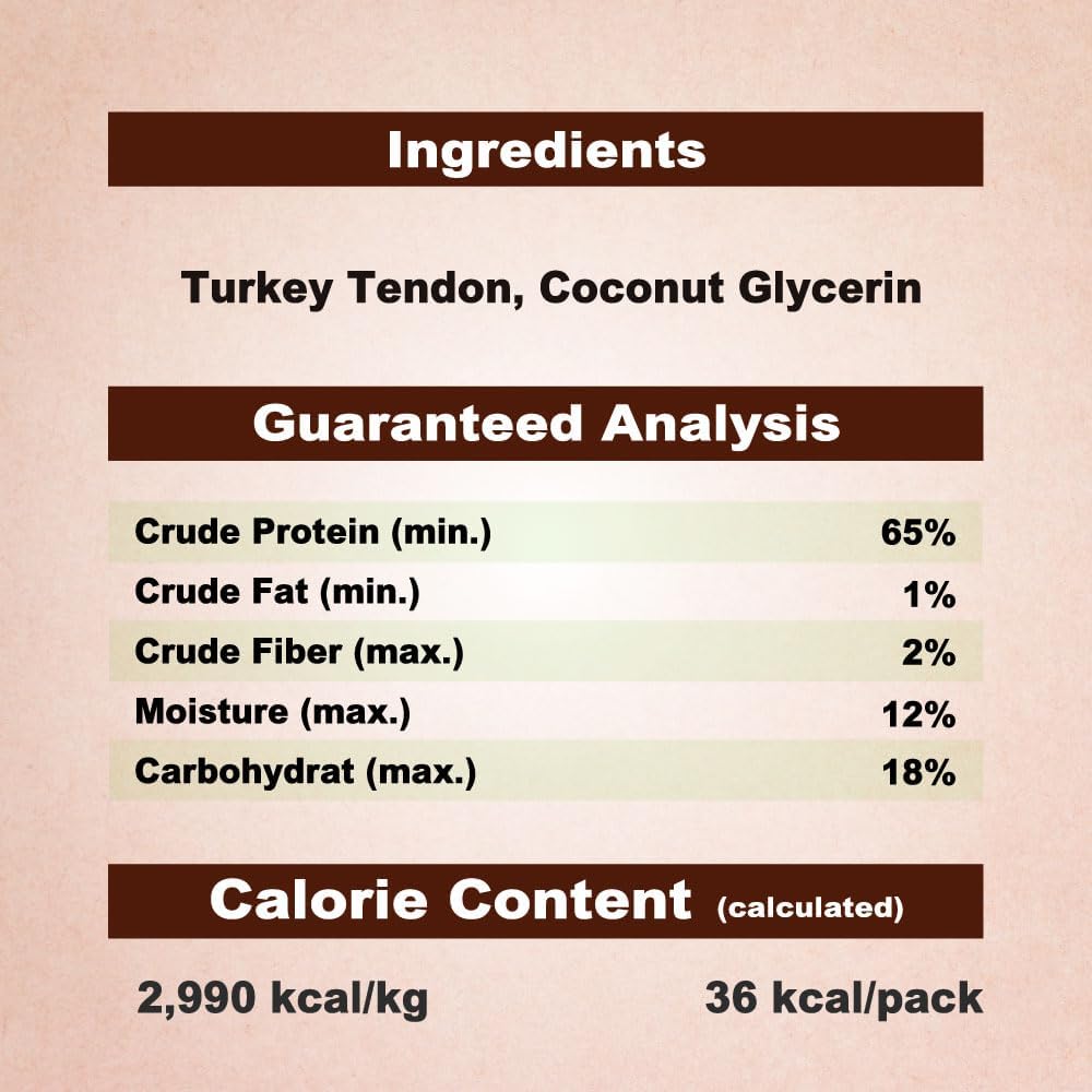 Afreschi Natural Turkey Tendon Rope (S) 40 Units/Box, Dog Treats for Signature Series, All Natural Human Grade Puppy Chew, USA-Sourced Turkey Tendon, Hypoallergenic, Rawhide Alternative