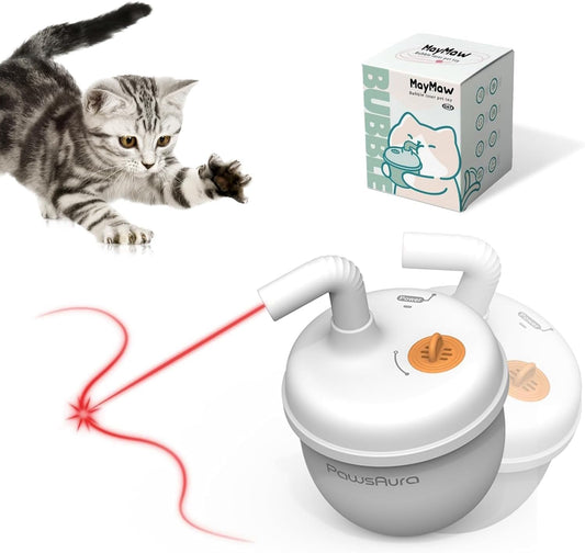 Automatic Laser Cat Interactive Toy, Self-Balancing 360° Auto-Spin Laser Pointer with Catnip Hole, Triple-Sensory – Kitten Sight, Smell & Touch, Boredom Relief Toy for Indoor Adult Cat (white)