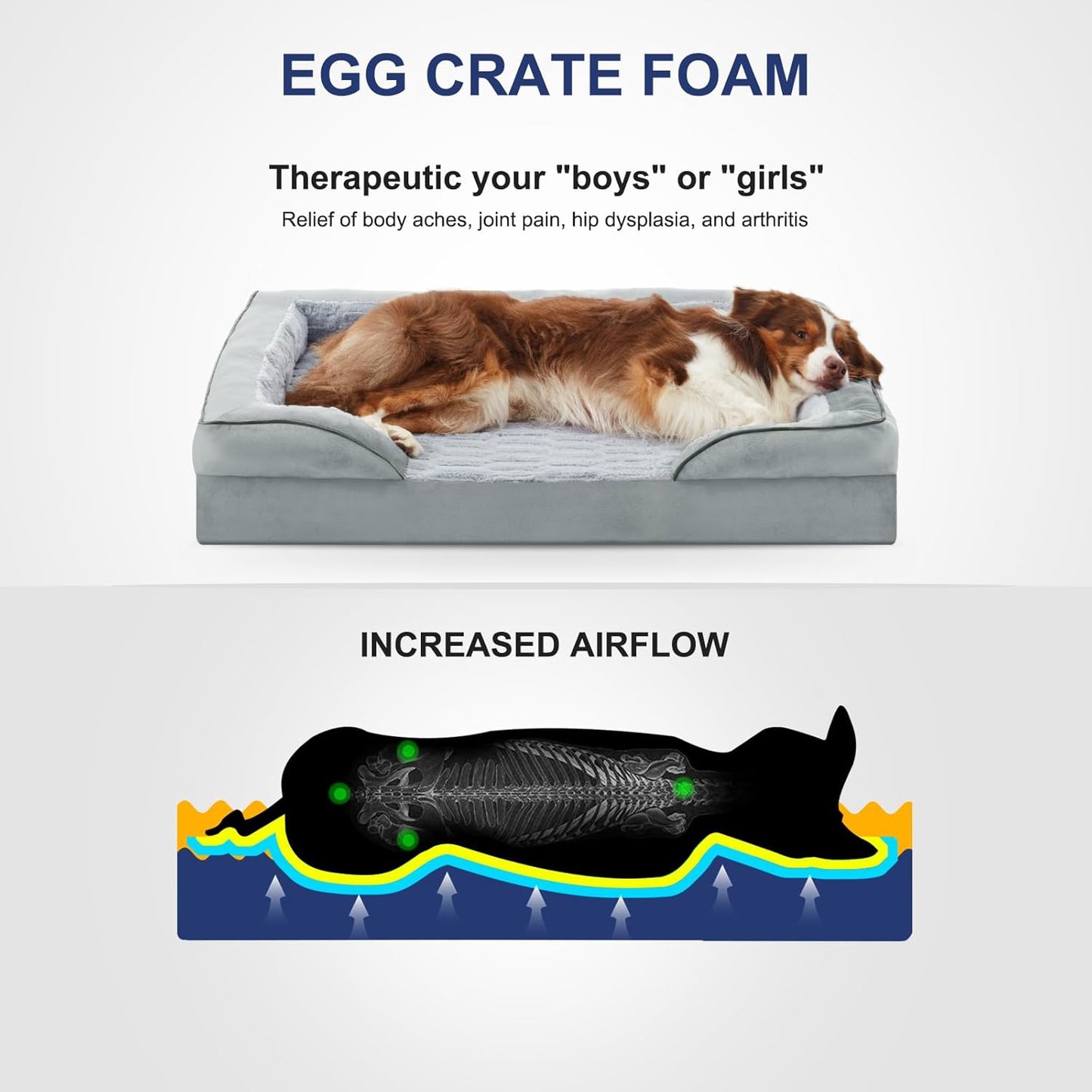 FURTIME Orthopedic Dog Bed for Small Dogs - Waterproof Dog Sofa Beds Small, Supportive Foam Pet Couch Bed with Removable Washable Cover, Waterproof Lining and Nonskid Bottom, Light Grey