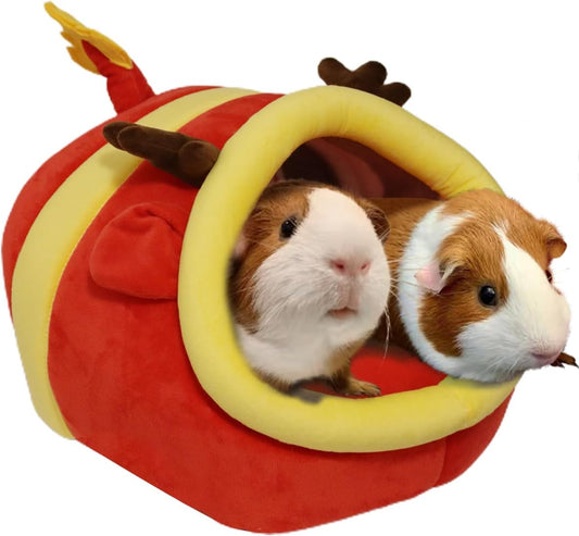 Guinea Pig Bed House & Hideout for Rat Bearded Dragon Hedgehog Ferret to Sleep and Hide, Guinea Pig Cage Accessories Habitat Décor (X-Large, 6.Christmas fire Dragon)