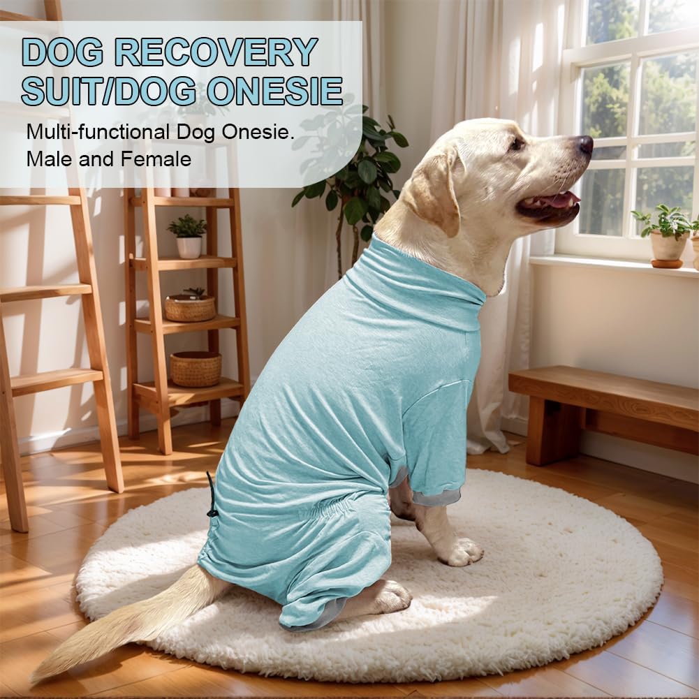 Dog Pyjamas PJS Sweater Clothes and Home Clothing Suitable for Medium to Large Breeds of Dogs, Dog Neutering Suits, Extra-Large Stretch Fabric, Four-Legged Clothes(Thin Blue, 5XL)