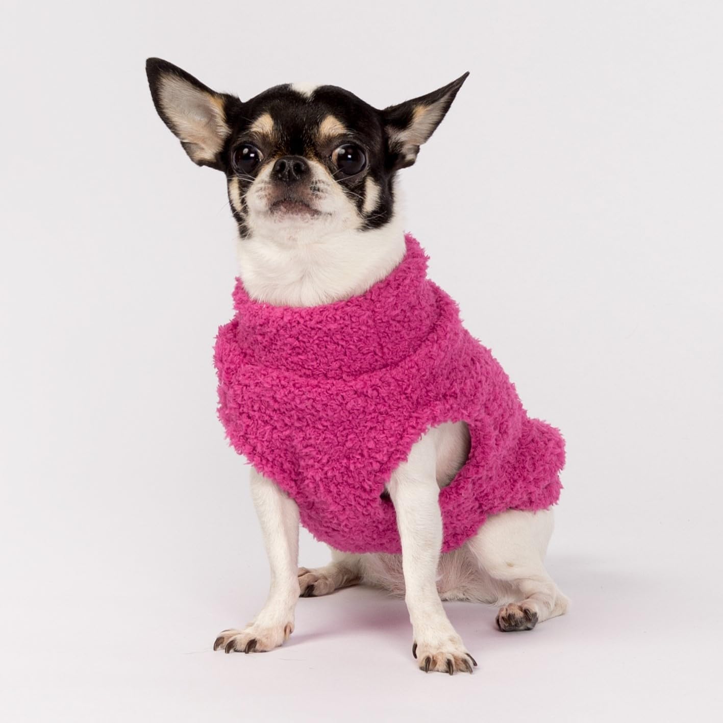 Fitwarm 2 Pack Striped Fleece Dog Sweater, Warm Winter Dog Clothes for Small Dogs Girl, Fuzzy Turtleneck Pet Outfit, Doggy Pullover Jumper, Rose Pink, White, Light Pink, Large