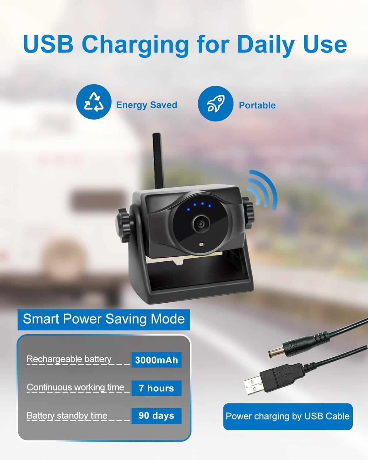 1080P Magnetic Wireless Backup Camera, 90 Days Standby Rechargeable Battery, Waterproof Rear/Front View Camera for Hitching Boat Trailer Horse Pickup RV Car for iPhone iPad Android