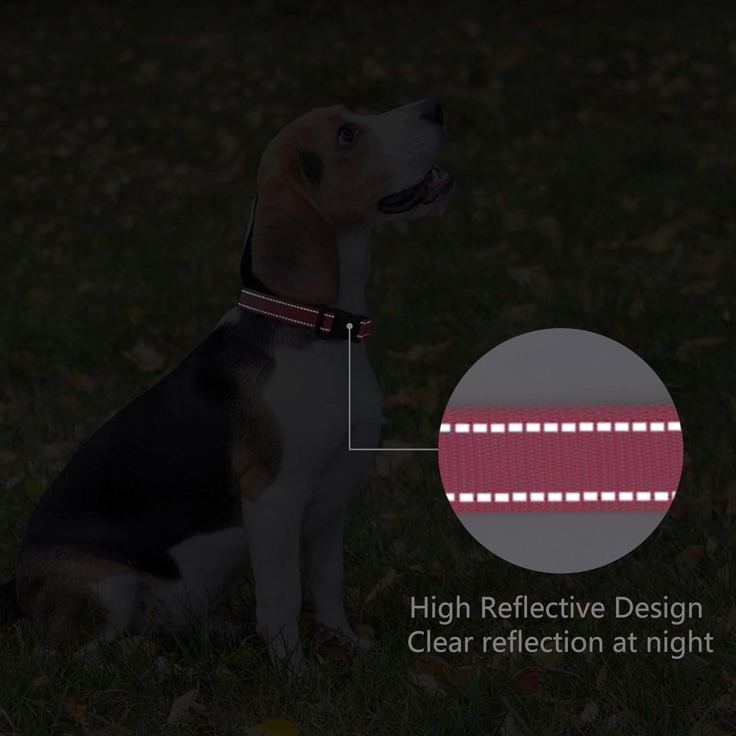 Reflective Dog Collar Padded with Soft Neoprene Breathable Quick Release Basic Dog Collars for Puppy Small Dogs Hot Pink