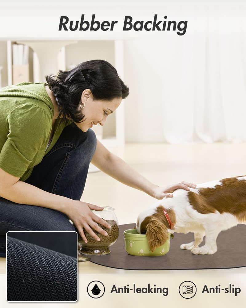 MontVoo Absorbent Dog & Cat Food & Water Bowl Mat - Quick Dry, No Stains, Easy Clean, Anti-Leakage & Anti-Slip, Pet Supplies